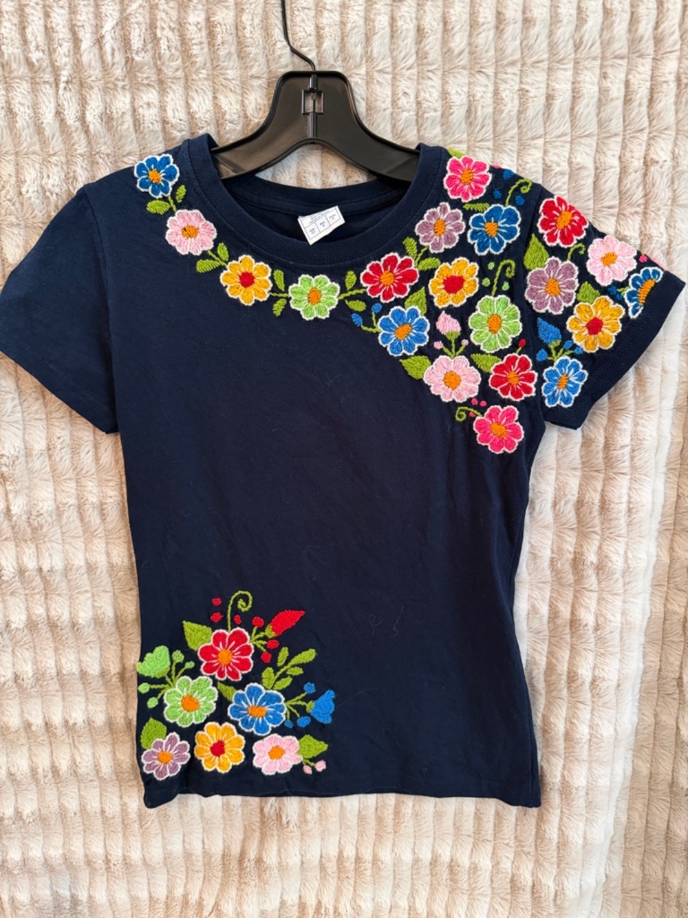 Dama Navy Floral Embroidered Tee